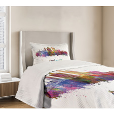 Watercolor Art Skyline Bedspread Set