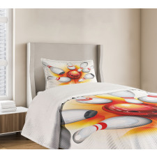 Red Ball Spread Pins Bedspread Set