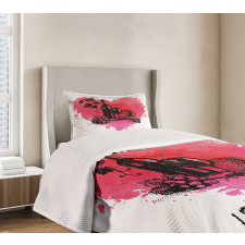 Sketch Watercolor Heart Bedspread Set