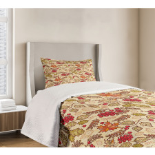 Fall Themed Mixed Pattern Bedspread Set