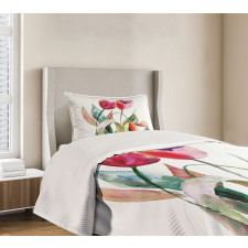 Watercolor Tulip Flowers Bedspread Set