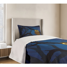 Owl on Tree Branch Bedspread Set