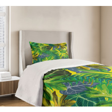 Exotic Leaves Watercolor Bedspread Set