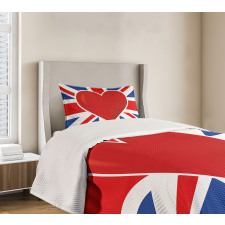Flag Big Red Heart Bedspread Set