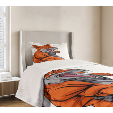 Muscular Sports Fox Mascot Bedspread Set