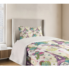 Flower Bouquets Hearts Bedspread Set