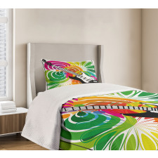 Flowers Guitar Bedspread Set