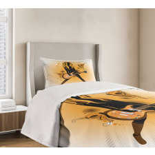 Girl Hair Guitar Bedspread Set