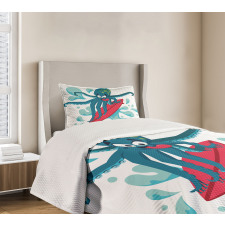 Surfer Octopus Bedspread Set
