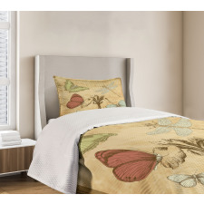 Retro Butterflies Art Bedspread Set