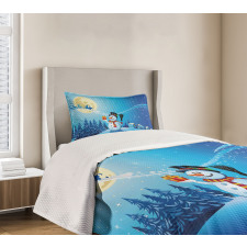 Snowy Land Pines Moon Bedspread Set