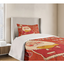 Santa and Yellow Bird Bedspread Set