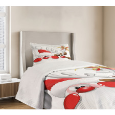 Funny Santa Reindeer Bedspread Set