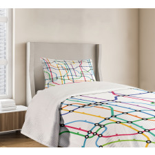 Colorful Lines Metro Scheme Bedspread Set