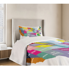 USA Map Colorful States Bedspread Set