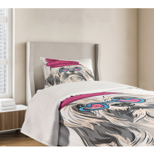 Lowchen Dog Glasses Hat Bedspread Set