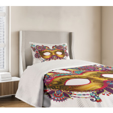 Ornate Yellow Mask Bedspread Set