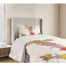 Spring Flowers Blooming Bedspread Set