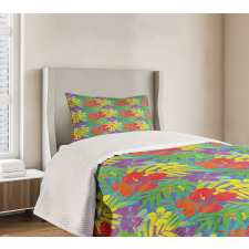 Abstract Vibrant Hibiscus Bedspread Set