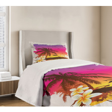 Tropical Beach Sunset Bedspread Set