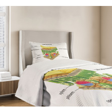 Leaf Names Theme Bedspread Set