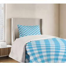 Blue and White Plaid Bedspread Set