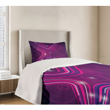 Purple Lines Circles Bedspread Set