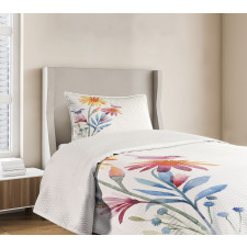 Flower Brush Effect Bedspread Set