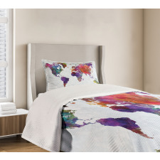 Colorful World Map Bedspread Set