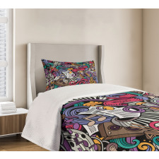 Music Theme Instruments Bedspread Set