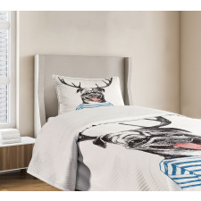 Dog with Antlers Surreal Bedspread Set