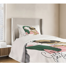 Dog with Girl Bedspread Set