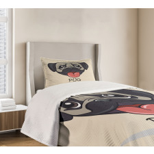 Cartoon Pug Caricature Bedspread Set