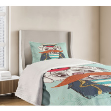 Captain Dog with Hat Jacket Bedspread Set