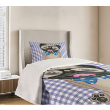 Nerdy Glasses Bow Tie Dog Bedspread Set