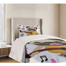 Dog Playing Guitar Singing Bedspread Set