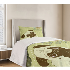 Tilted Head Dog Funny Bedspread Set