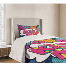 Word Bubble Pop Art Style Bedspread Set