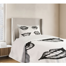 Monochrome Sketch Style Bedspread Set