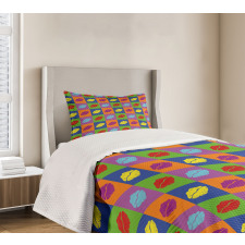 Vibrant Pop Art Kisses Bedspread Set