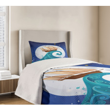 Old Ship Riding Waves Bedspread Set