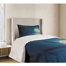 Blue Tropical Beach Image Bedspread Set