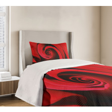 Swirled Petals Red Blossom Bedspread Set