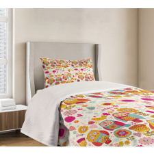 Sixties Style Abstract Bird Bedspread Set