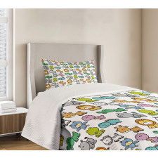 Bat Rhino Fun Illustration Bedspread Set