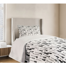 Monochrome Strings Design Bedspread Set