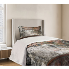 Worn Looking Wall Photo Bedspread Set