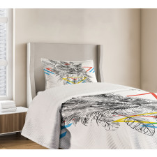 Ink Sketch Style Cat Bedspread Set