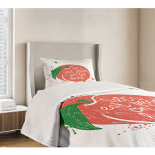 Soft Fruit Quirky Words Bedspread Set