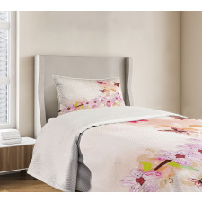 Floral Art Butterflies Bedspread Set